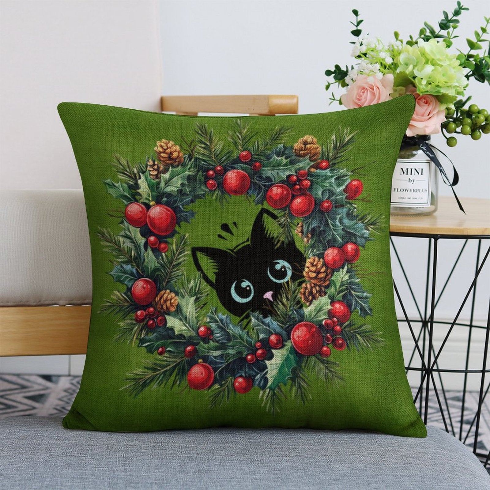 Set of 2 Cushion Covers with Cute Christmas Designs