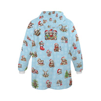 One-Size  Blanket Hoodie for Tots, Featuring Lazy Sloths Celebrating Christmas