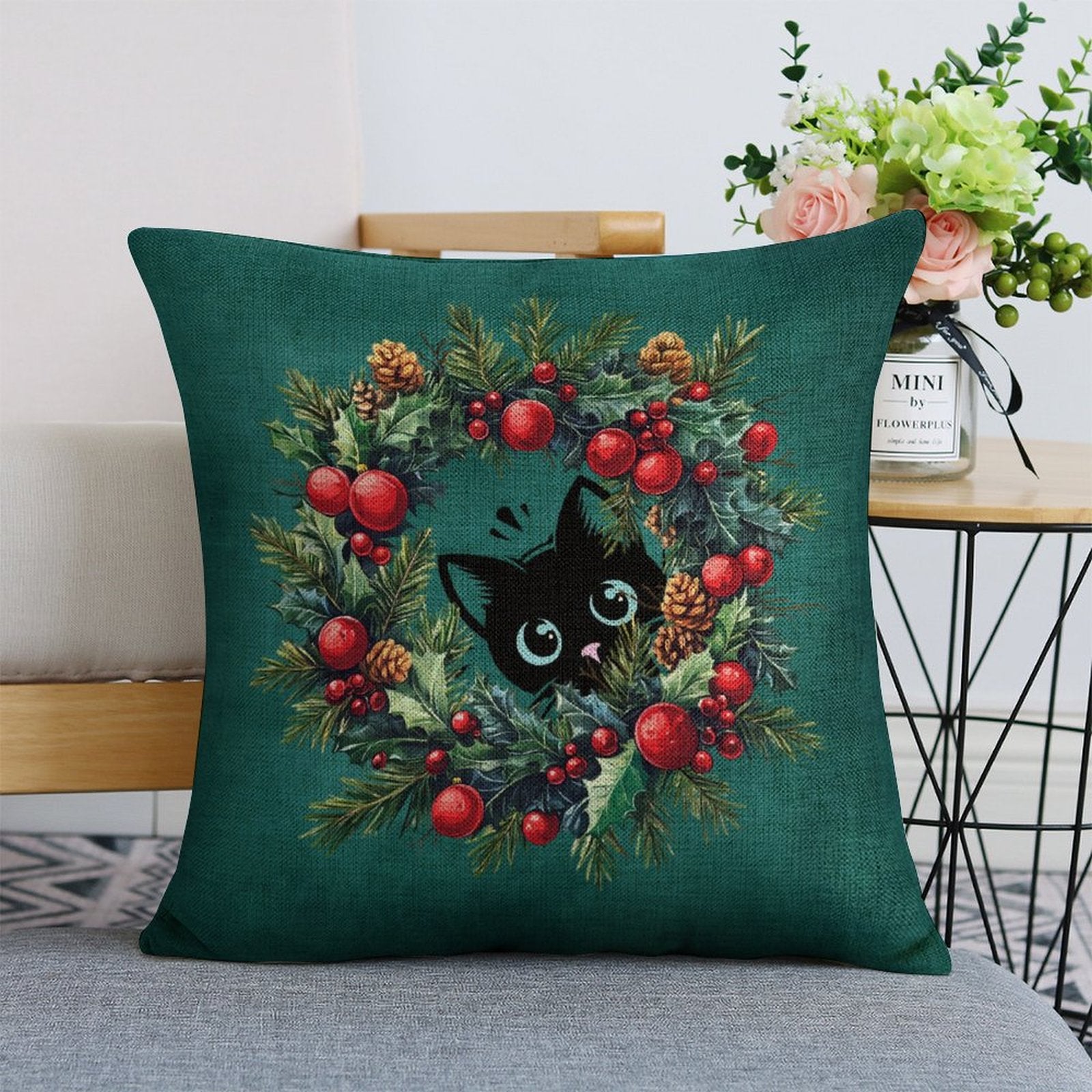 Set of 2 Cushion Covers with Cute Christmas Designs