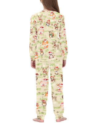 Soft, Comfortable Kids Unisex PJ Set with sweet 'Woodland Friends at Christmas' Design