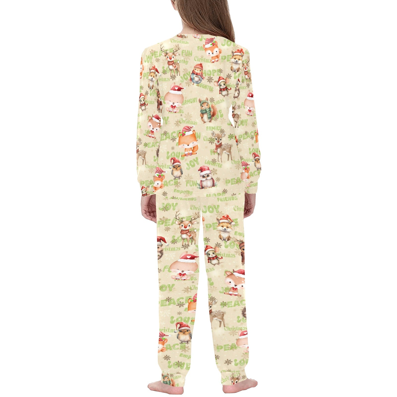 Soft, Comfortable Kids Unisex PJ Set with sweet 'Woodland Friends at Christmas' Design