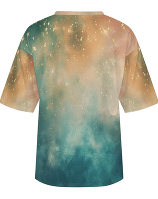 Drop Shoulder Baggy Tee with Cute Christmas Cat, Loungewear, Casual, Fun