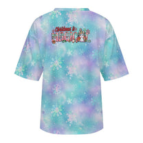 Drop-Shoulder Baggy Tee with 'Believer' Unicorn Christmas Design