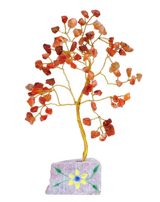 Pretty Indian Gemstone Trees, Handmade with Real Gemstones and Mounted on a Gemstone Rock Base