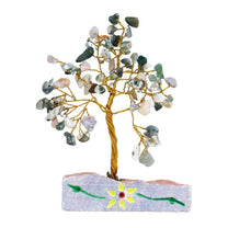 Pretty Indian Gemstone Trees, Handmade with Real Gemstones and Mounted on a Gemstone Rock Base