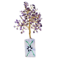 Pretty Indian Gemstone Trees, Handmade with Real Gemstones and Mounted on a Gemstone Rock Base